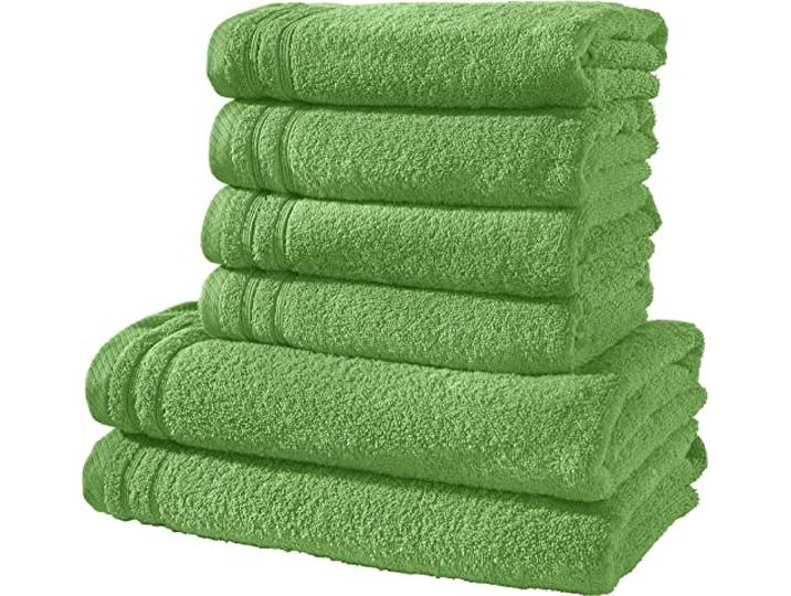 Erwin Müller Handtuchset, Frottierset Heidelberg 6-TLG. 100% Baumwolle apfelgrün - leichte Qualität, saugstark, schnelltrocknend, kompakt - ideal für Sport, Strand, Reisen