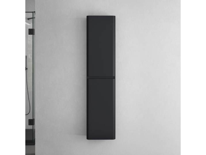 Sogood Meuble Colonne Salle de Bain Suspendu 35x20x150cm Colonne de Rangement Armoire Latérale Noir Mat Design Lucca