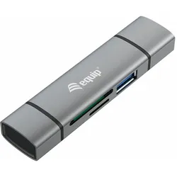 EQUIP Dual-Slot-Cardreader with 1 Port USB 3.0 Hub, USB 3.0 [Stecker, Multi]