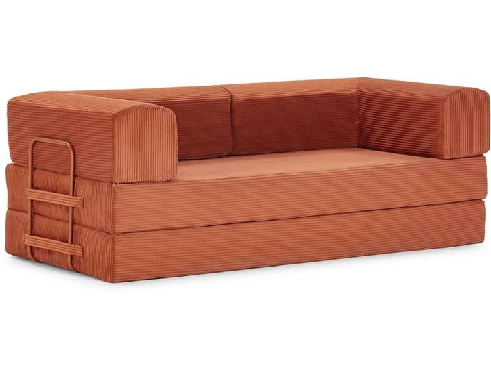 Vakuum-Schlafsofa AGNES Stoff terrakotta