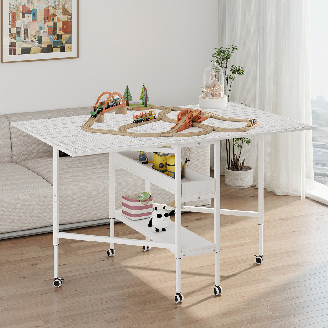 Levede 146cm x 90cm Particle Board / Chipboard Sewing Table White 100cm H X 146cm W X 90cm D
