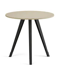 Couchtisch PRIMO ZEN, Durchmesser 80 cm, schwarzes Metallgestell, Birke