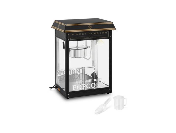 Royal Catering Popcornmaschine Popcornmaker 1500 W 5 kg/h schwarz Popcornautomat Teflon Beleuchtung