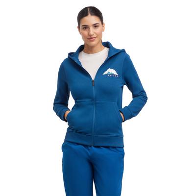 Kapuzenpullover FALKE "FALKE Zip-Jacke", Damen, Gr. S, blau pond (6598), Pullover Kapuzenpullover