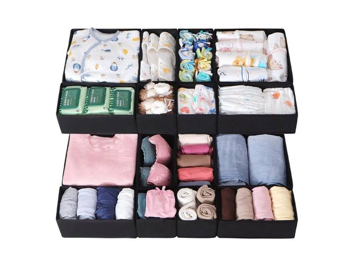 LuxusKollektion Schubladeneinsatz Schubladen Organizer 16er Set 16er Set Schwarz für HEMNES 108x131 (16 St)