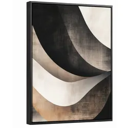 LEINWAND Bilder mit Rahmen - Abstrakt - Wellen - Schwarz - Verwittert - 30x40