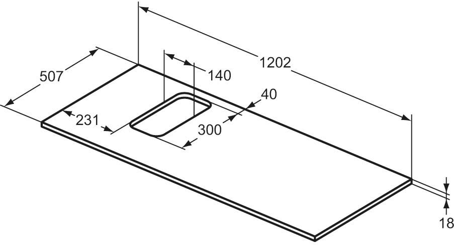 Ideal Standard life B Waschtischplatte für einen Wandwaschtisch 120,2 cm