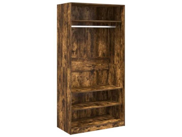Schrank Smoke Eiche 100x50x200 cm Holzwerkstoff mit Stab 3 Fächer, 1 Fach mit Stange, feuchtigkeitsbeständig, leichte Reinigung, Montage mit Anleitung