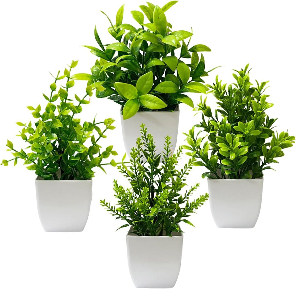 Decoratieve kleine kunstplant in pot voor binnen, wit