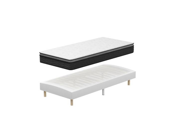 Ensemble Matelas et Sommier 90x190 DEWINNER Sommier tapissier 90x190 et Matelas Ressorts Ensachés 90x190x25 6 Pieds