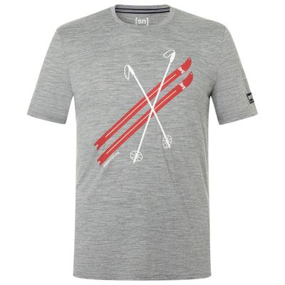 super.natural - Kryssede Ski Tee - Merinoshirt Gr S grau