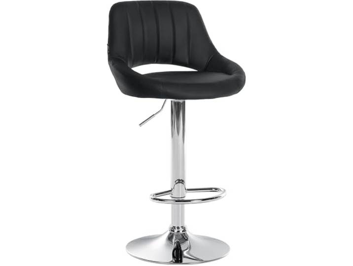 CLP Barhocker höhenverstellbar mit Lehne Milet, Barstuhl gepolstert Kunstleder, Tresenstuhl mit Metallgestell drehbar Farbe schwarz Gestell Farbe Chrom