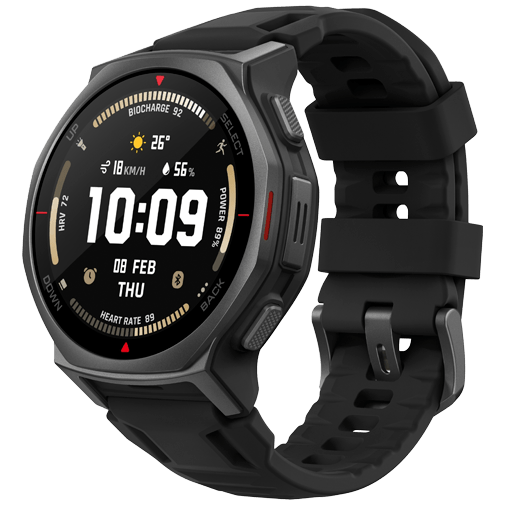 Amazfit T-Rex 3 Pro 44mm Schwarz (Schwarzes Silikon Armband)