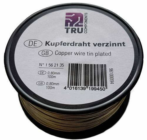 TRU Components Kupferdraht Außen-Durchmesser (ohne Isolierlack): 0.80mm 100m