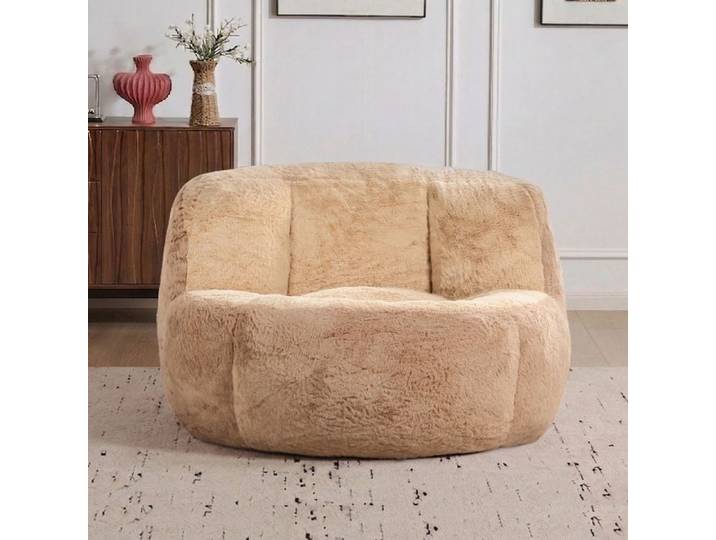 Grand canapé pouf une place canapé de détente 106 × 110 × 77 cm Marron + Camel