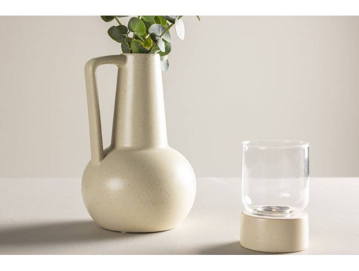 Vase Elano 22 cm – Eleganz mit Charakter - Beige - Luxusbetten24