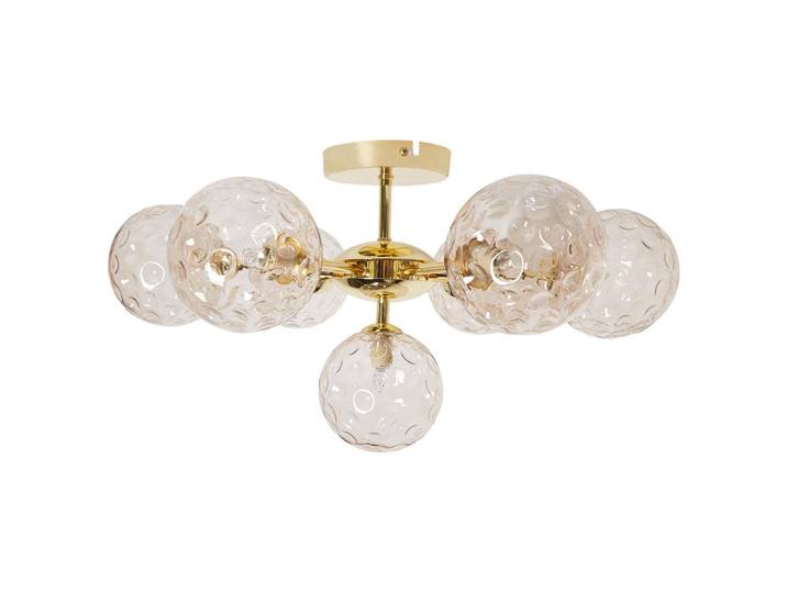 Beliani Deckenlampe Beige Anadyr, Beige, Goldfarben, Glas, G9, 52x28x52 cm, Lampen & Leuchten, Innenbeleuchtung, Deckenleuchten, Deckenleuchten