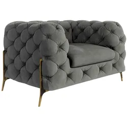 CHESTERFIELD-SESSEL Lexi Grau Samt
