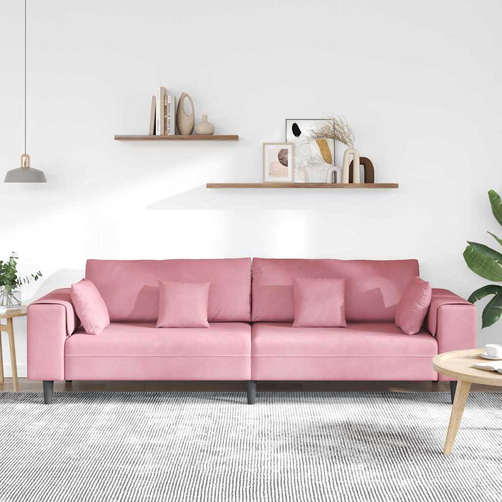 vidaXL Canapé Rose 250 x 77 x 76 cm Velours