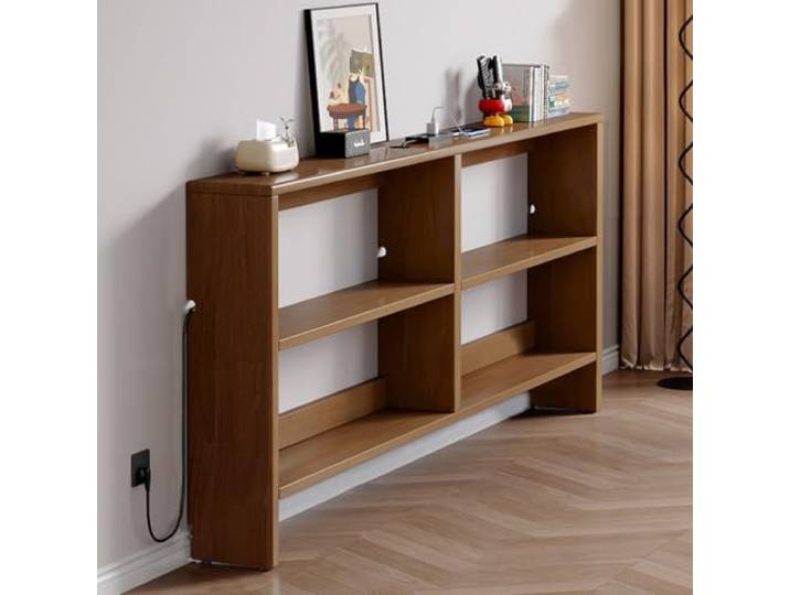Mirenva Schmaler Sofatisch mit Kabelmanagement Braun 120x22x86cm einzigartiger Holz-Eingangstisch, Schmaler Console Table mit Kabelmanagement, für Eingangsbereich, Wohnzimmer, Flur
