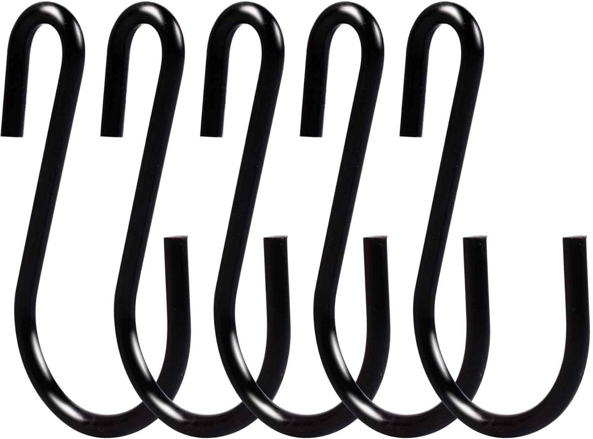Set van 30 zwarte metalen S-haken voor kleding, planten en ophangsystemen