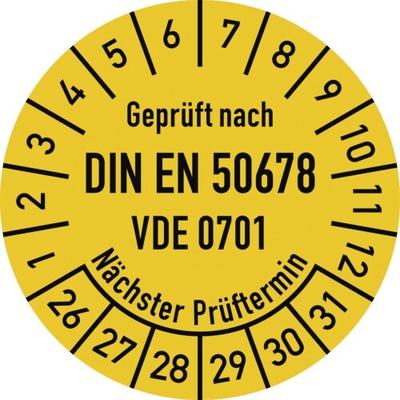 Dreifke® Prüfplakette DIN EN 50678 Nächster P., 2026-2031, Folie, Ø 30mm, 10 Stück/Bogen