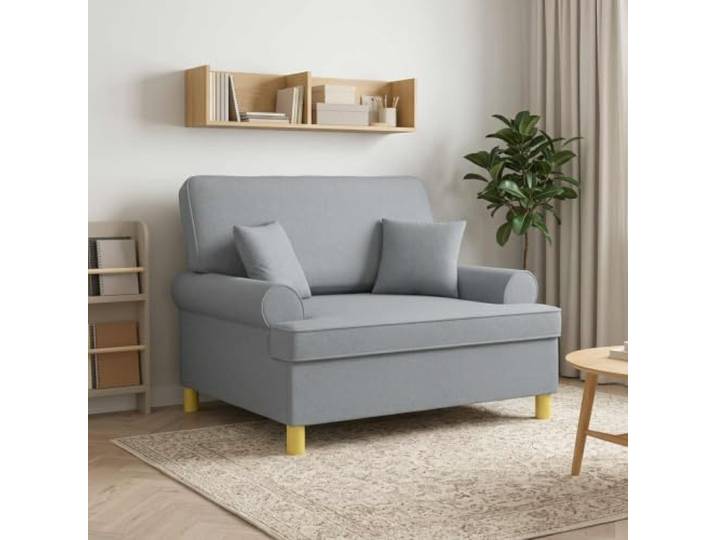 XXL-Sessel mit Kissen Hellgrau Stoff Stoff 100 % Polyester, Schaumstoffpolsterung, Holz- und Metallrahmen, Kunststoffbeine, Armlehnen