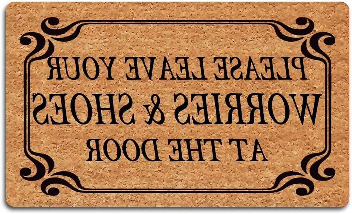 Geel Deurmat Welkom met Grappige Tekst - Entree Mat Vloerkleed - 60 x 40 cm