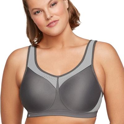 Glamorise High Impact Underwire Sports Bra (Size 40-D) Grey, Nylon,Polyester,Spandex