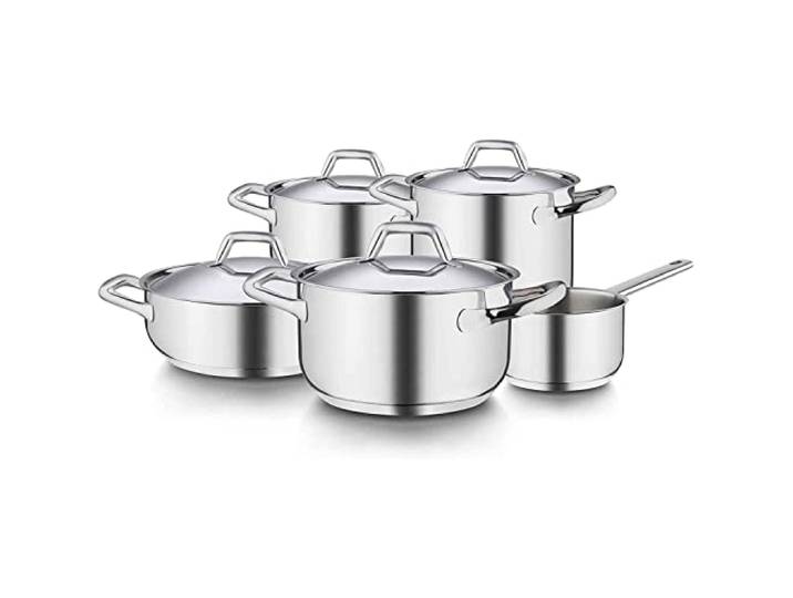 Barazzoni Chef Line Topfset, 9-teilig, Edelstahl, silberfarben, 22 cm