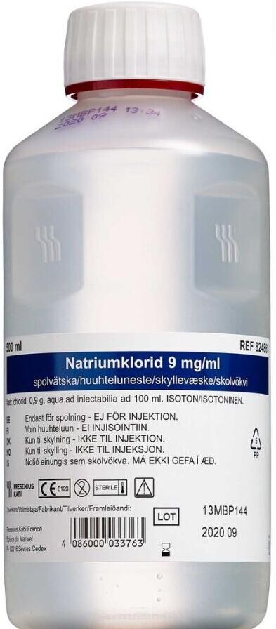 NaCl Skyllevæske 9mg/ml Medicinsk udstyr 12 x 500 ml