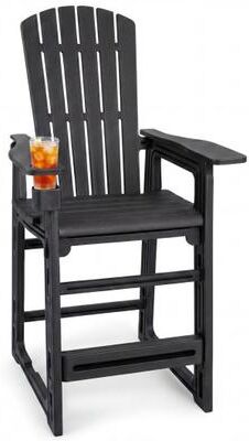 Costway Outdoor 29 Inch Height Bar Stool with Backrest and Armrests-Black