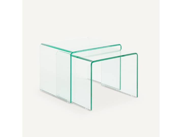 AM.PM Lot de 2 bouts de canapé verre trempé, Cristalline Transparent