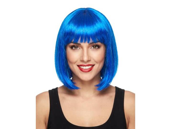 DEGUISE TOI - Half lange fluo blauwe pruik voor vrouwen