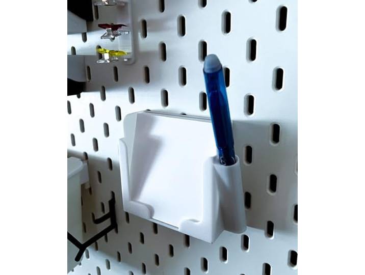 JL House Boîte à notes compatible avec IKEA SKÅDIS - 90 x 90 x 30 mm - Blanc - Avec tube porte-stylo - Organiseur pour stylo et stylo - Compatible avec le panneau perforé IKEA Skadis