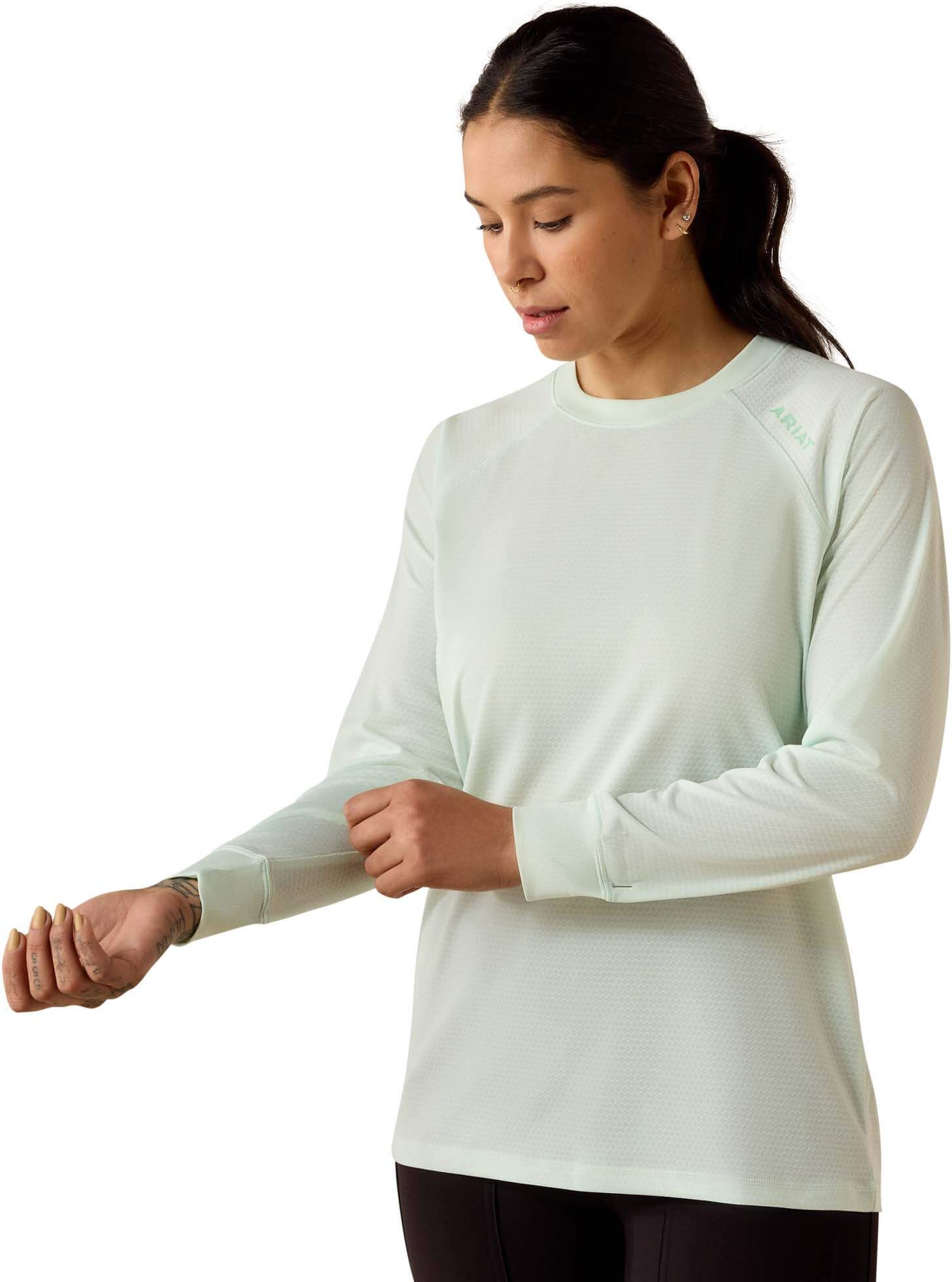 Women's Rebar Heat Fighter Essential T-Shirt in Clearly Aqua, Size: Large by Ariat