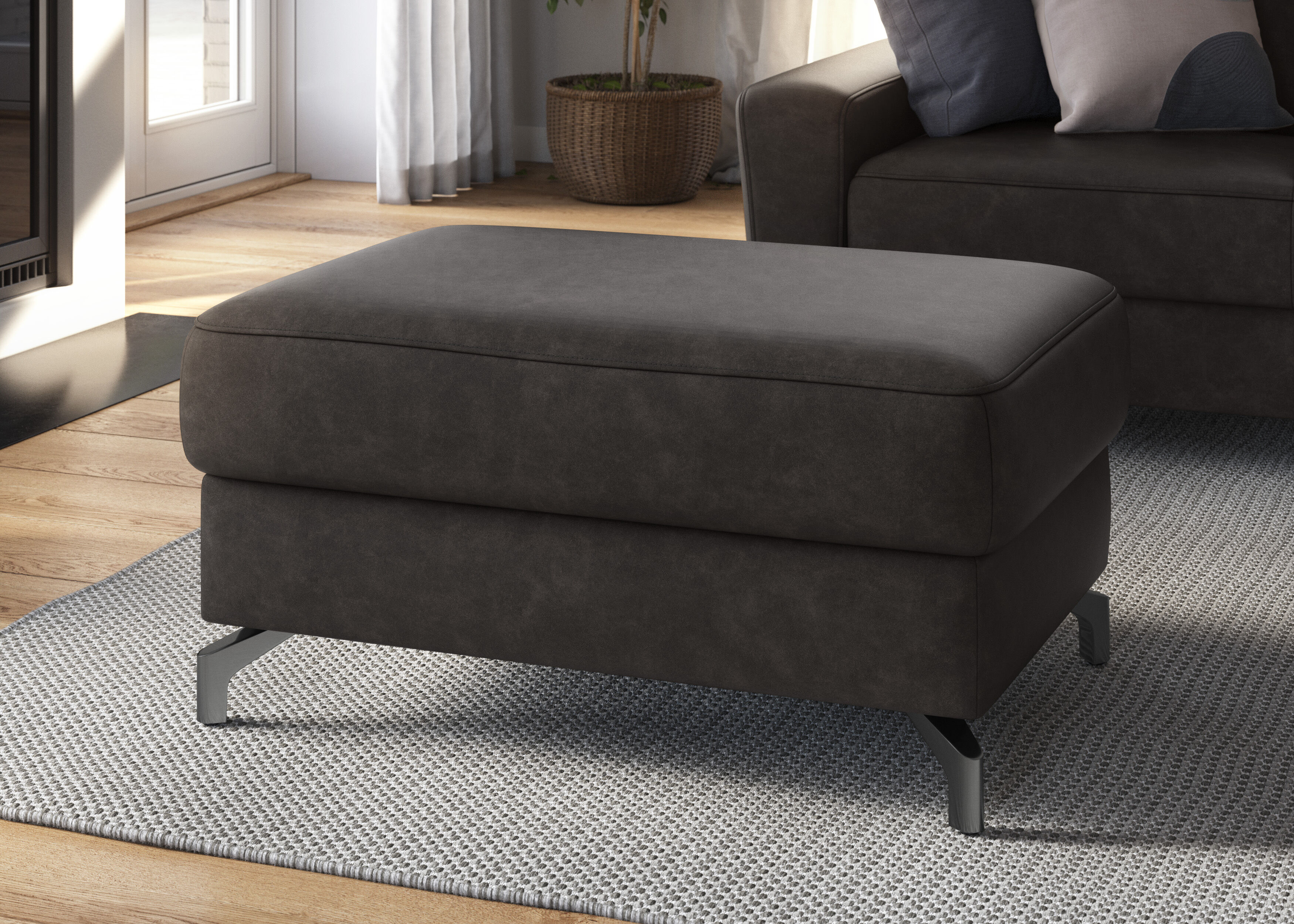 Stauraumhocker SIT & MORE "Scarlett", grau (anthrazit), B:102cm H:48cm T:67cm, Hocker, Stauraumhocker, mit Stauraum