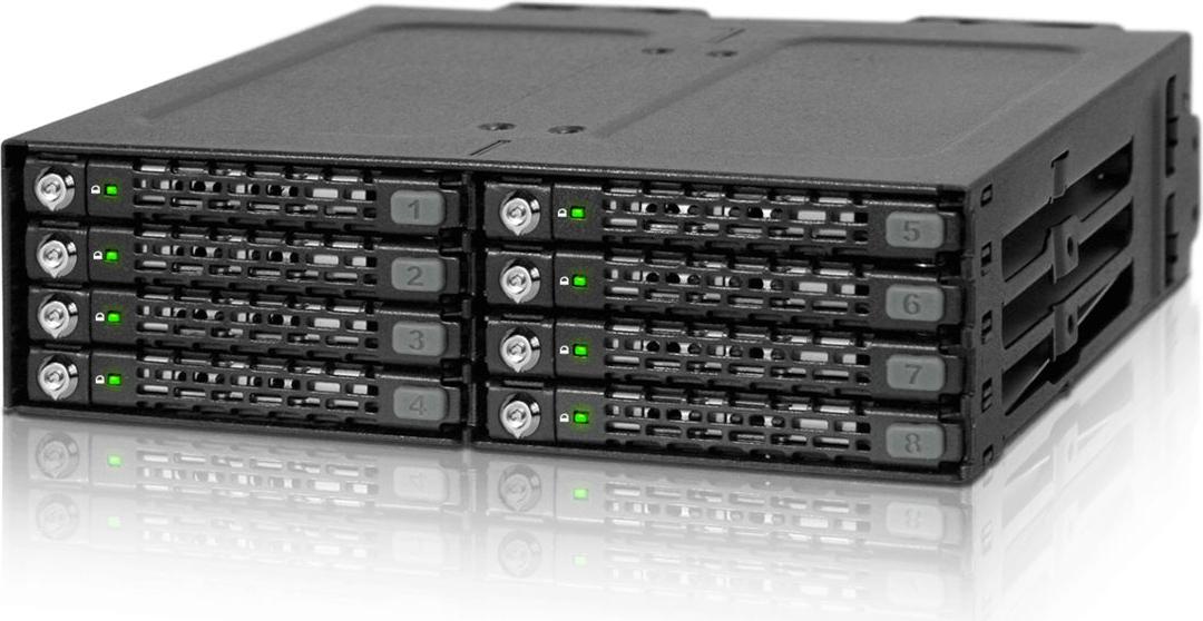 Icy Dock MB998SK-B, Schwarz, Metall, 7 mm, 2 Lüfter, 4 cm, 6 Gbit/s