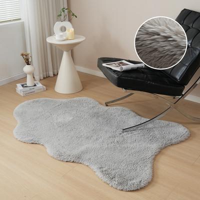 Hochflor-Teppich OTTO HOME "Mollin, Fellform, leichter Glanz", grau, B:90cm H:30mm L:150cm, Kunstfaser, Teppiche, Kunstfell, Fellimitat, waschbar, flauschig, weich, Wohnzimmer