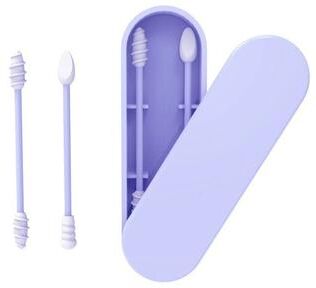 Uplift Essentials Reusable Silicone Ear Swabs With Travel Case Set Of 2 purple