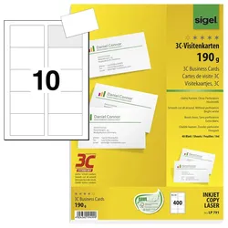 SIGEL Visitenkarten 190 g/m2 matt hochweiß