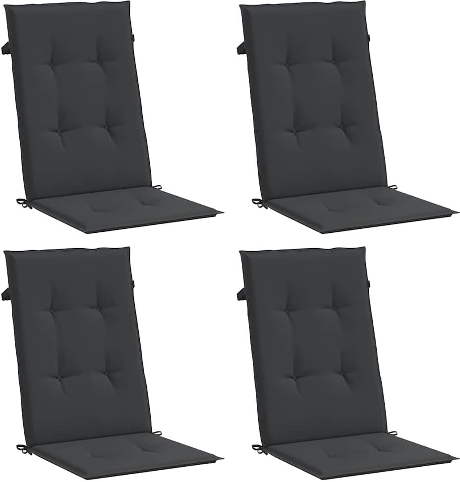 vidaXL Coussins de chaise de jardin à dossier haut lot de 4 noir tissu