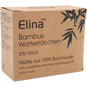 Elina-med Wattestäbchen Bambus, Papier, 7,5cm, Ø 4mm aus Baumwolle, nachhaltig, 200 Stück