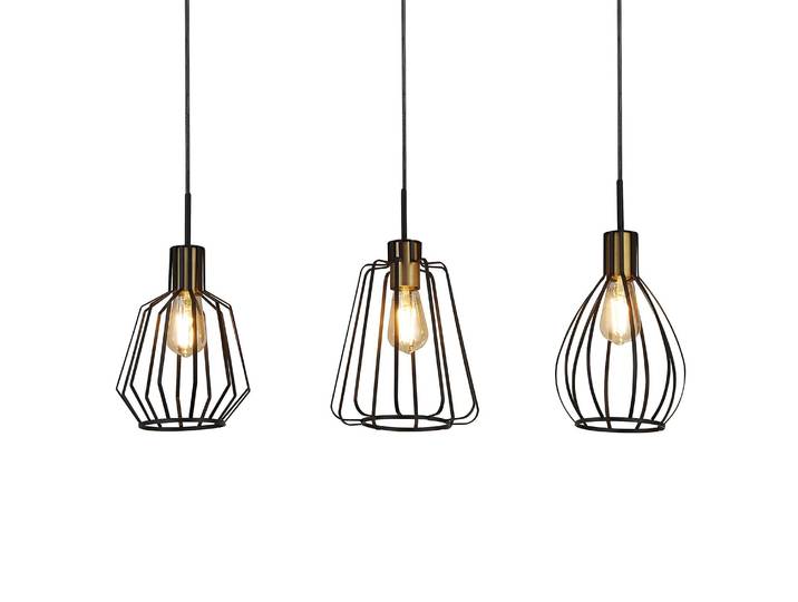 Suspension Melbourne 3 ampoules 22 x 22 x 85cm Noir Acier verni E27