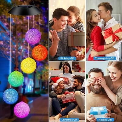 Outdoor Solar Garden Lights Colorful Solar Particle Ball Wind Chime Light For Garden, Outdoor Landscape Light, Patio Party Decorative Lamp Colorful Solar Particle Ball Wind Chime Light For Garden, Outdoor Landscape Light, Patio Party Decorative Lamp