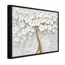 BILDER mit Rahmen Baum Blumen Beige 120x80 cm