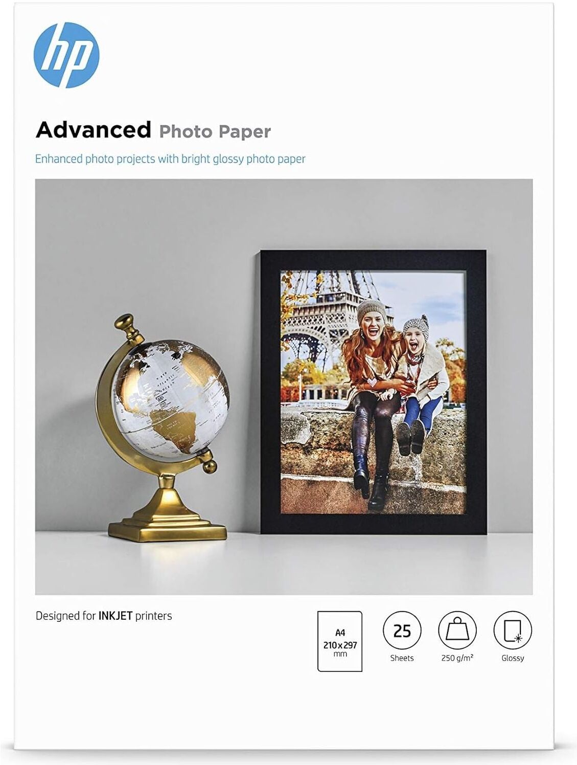 HP Q5456A Advanced Glossy Photo Paper – A4 (210 x 297 mm), 250 gsm, 25 Sheets, White