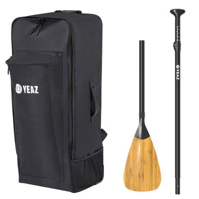 SUP-Paddel YEAZ "Trolley-Rucksack und Carbon/Bambus-Paddel KIT PLUS", schwarz, Paddel