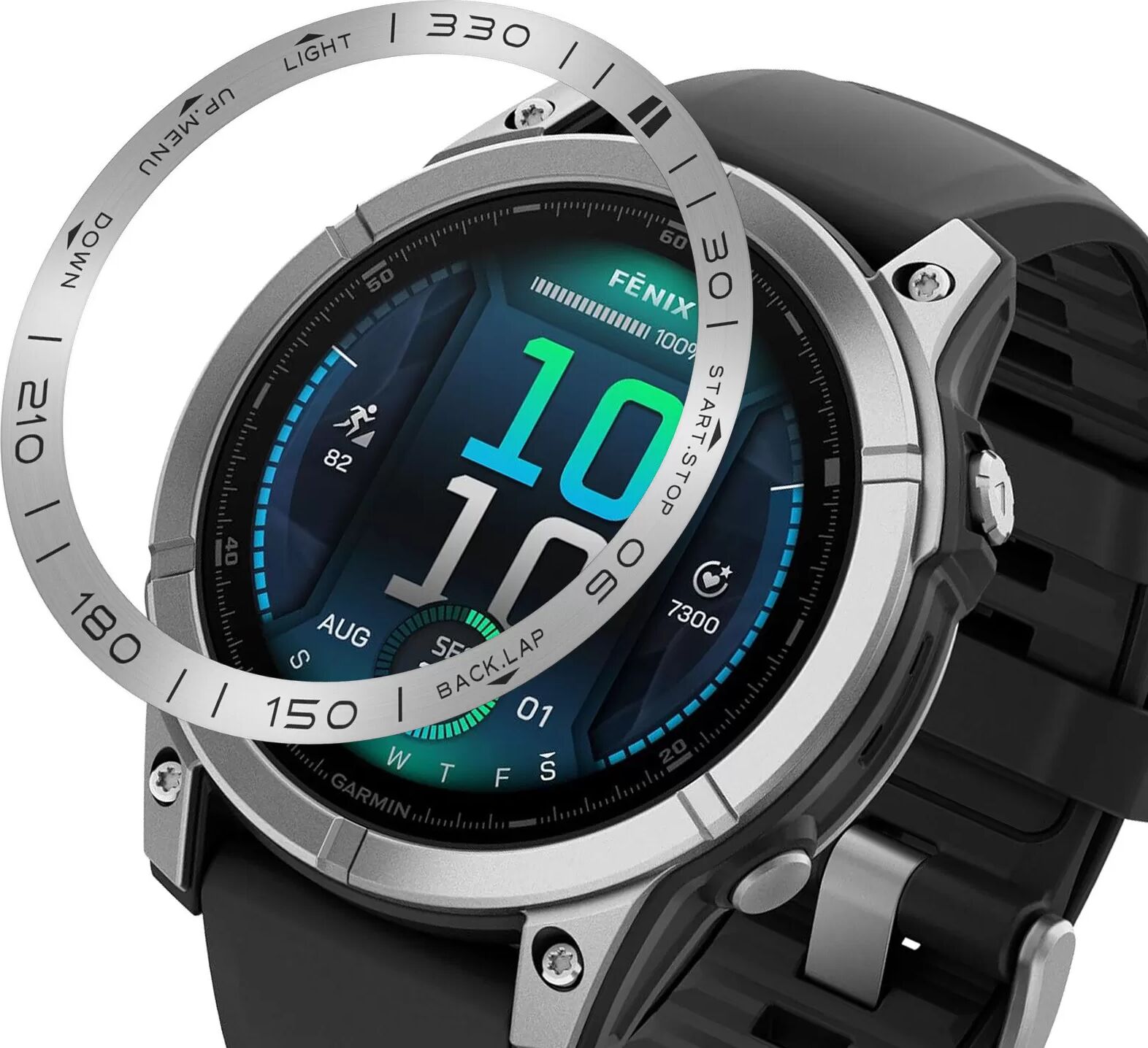INF Edelstahlring für Garmin Fenix 8 Silber 47 mm