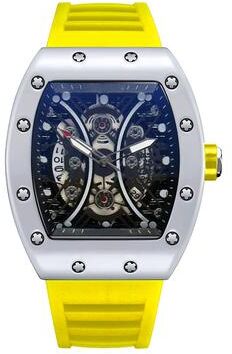 Fashion Sheath Luxury Mens Wine Barrel Watch With Luminous Dial And Calendar Sports Design yellow